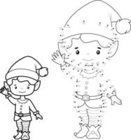 Dot to dot Christmas puzzle for children. Connect dots game. Christmas elf vector