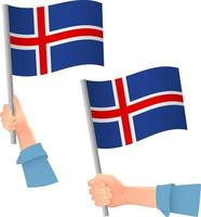 icono de la bandera de islandia en la mano vector