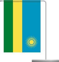 Rwanda flag on pole icon vector