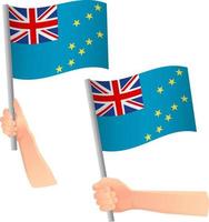 icono de la bandera de tuvalu en la mano vector