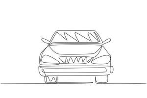 Continuous one line drawing elegant sedan car. Beautiful sports car men favorite. Cars with reliable speed for drive. Rider transportation concept. Single line draw design vector graphic illustration