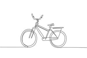 Single one line drawing classic city bicycle, ecological sport transport. Relaxing bike for community. Healthy lifestyle by cycling. Modern continuous line draw design graphic vector illustration