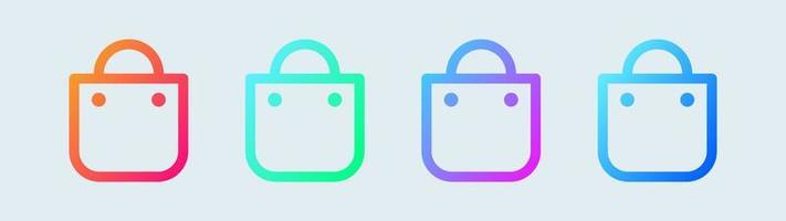 icono de línea de bolsa de compras en colores degradados. signo de bolsa de compras para la interfaz de aplicaciones web o de comercio. vector