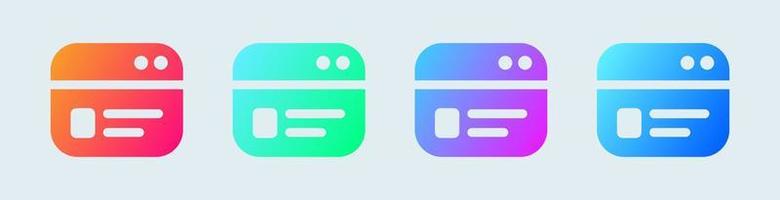 Browser solid icon in gradient colors. Webpage vector symbol for website interface.