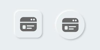 Browser solid icon in neomorphic design style. Webpage vector symbol for website interface.