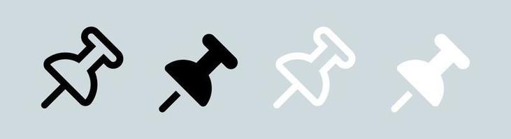 icono de chincheta en colores blanco y negro. Ilustración de vector de símbolo de pasador de empuje.