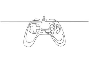 Single continuous line drawing video games PlayStation gaming controller. Computer game competition. Gaming concept for fun. Joysticks isolated. One line draw graphic design vector illustration