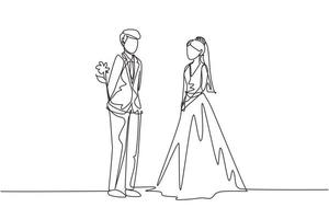 Continuous Line Drawing of Romantic Couple in Weeding Dress Vector  Illustration with Love Text Stock Vector - Illustration of dress, beauty:  136347937