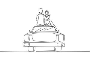 Illustration of line drawing of a happy and loving young couple. A romantic man and woman embracing outdoor. Young couple loving during a romantic getaway. Standing isolated on white background 6213399 Vector