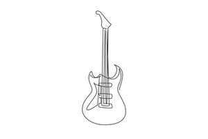 Single continuous line drawing electric guitar classic icon. Electric guitar band equipment. Music instrument vector symbol for rock and hardcore theme song. One line draw graphic design illustration