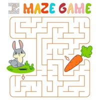 Maze puzzle game for children. Maze or labyrinth game with rabbit. vector