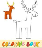 Coloring book or page for kids. Deer black and white vector illustration