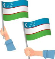 uzbekistán, bandera, en, mano, icono vector