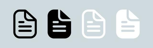 Document icon in black and white colors. Folded written paper vector icon.