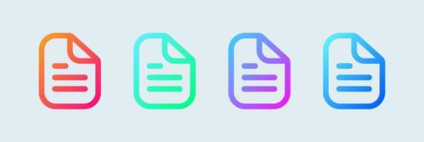 Document line icon in gradient colors. Folded written paper vector icon.