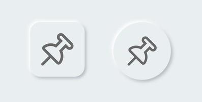Thumbtack line icon in neomorphic design style. Push pin symbol vector illustration.