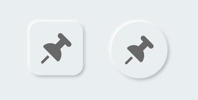 Thumbtack solid icon in neomorphic design style. Push pin symbol vector illustration.
