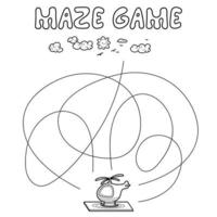 Maze puzzle game for children. Outline maze or labyrinth. Find path game with helicopter. vector