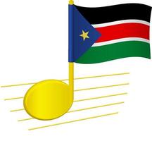 South Sudan flag and musical note vector