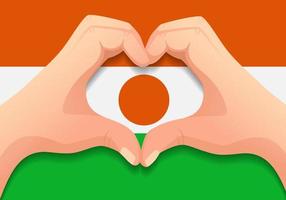 niger flag and hand heart shape vector