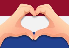 netherlands flag and hand heart shape vector