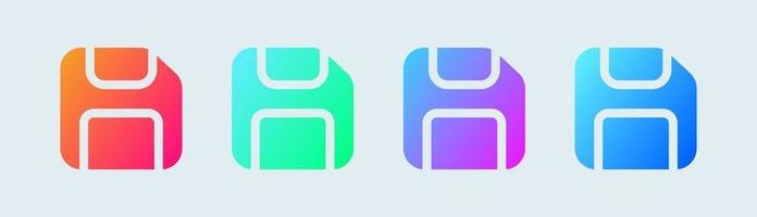 Disk solid icon in gradient colors. Floppy disk vector sign for storage.