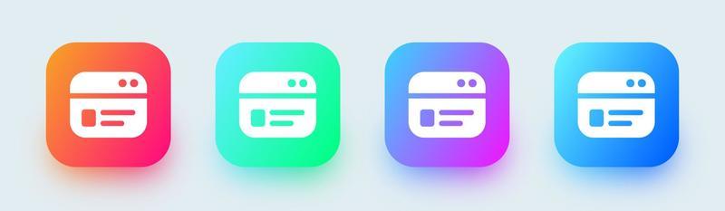 Browser solid icon in square gradient colors. Webpage vector symbol for website interface.