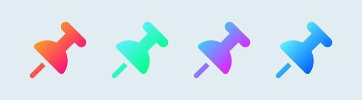 Thumbtack solid icon in gradient colors. Push pin symbol vector illustration.