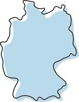 Stylized simple outline map of Germany icon. Blue sketch map of Germany vector illustration