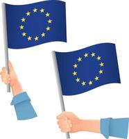 Europe EU flag in hand icon vector