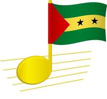 Sao Tome and Principe flag and musical note vector