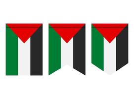 bandera palestina o banderín aislado sobre fondo blanco. icono de la bandera del banderín. vector