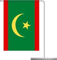 Mauritania flag on pole icon vector