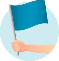 bandera azul en la mano vector