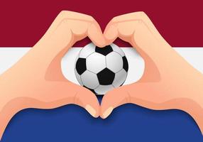 netherlands soccer ball and hand heart shape vector