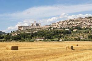 Assisi village in Umbria region, Italy. The town is famous for the most important Italian Basilica dedicated to St. Francis - San Francesco. photo