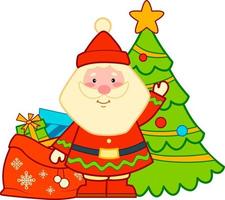 Christmas cartoons clip art. Santa claus bag clipart vector illustration