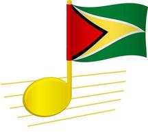 Guyana flag and musical note vector