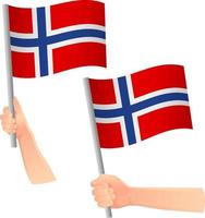 icono de la bandera de noruega en la mano vector