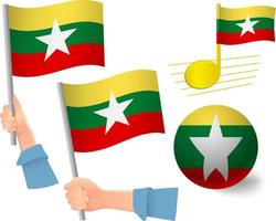 Myanmar flag icon set vector