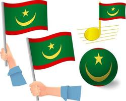 conjunto de iconos de bandera de mauritania vector