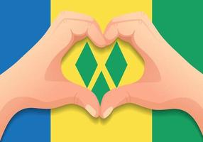 San Vicente y las Granadinas bandera y mano en forma de corazón vector