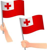 Tonga flag in hand icon vector