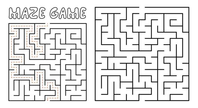 Maze game for kids. Complex Maze puzzle with solution vector