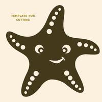 Template for laser cutting, wood carving, paper cut. Silhouettes for cutting. Starfish vector stencil.