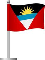Antigua and Barbuda flag on pole icon vector