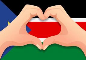 South Sudan flag and hand heart shape vector