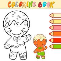 libro de colorear o página para niños. hombre de pan de jengibre de navidad vector blanco y negro