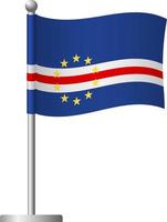 Cape Verde flag on pole icon vector