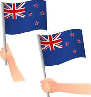 New Zealand flag in hand icon vector